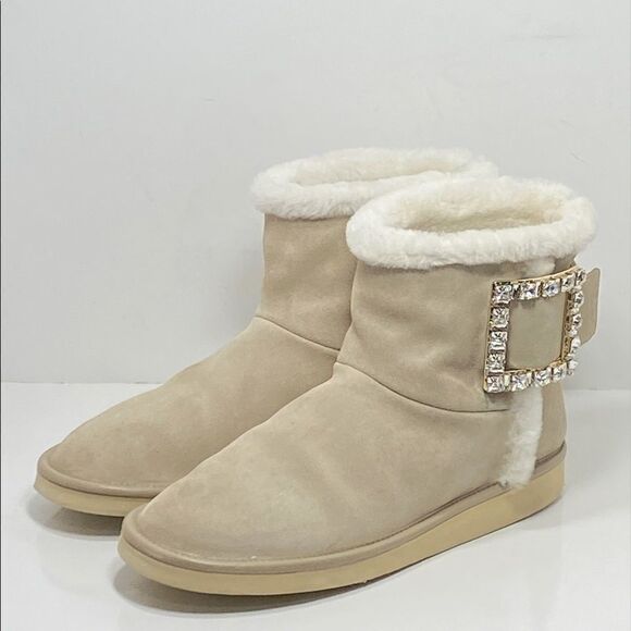 Roger Vivier Winter Viv' Strass suede and shearling ankle boots size 39 - Picture 7 of 15